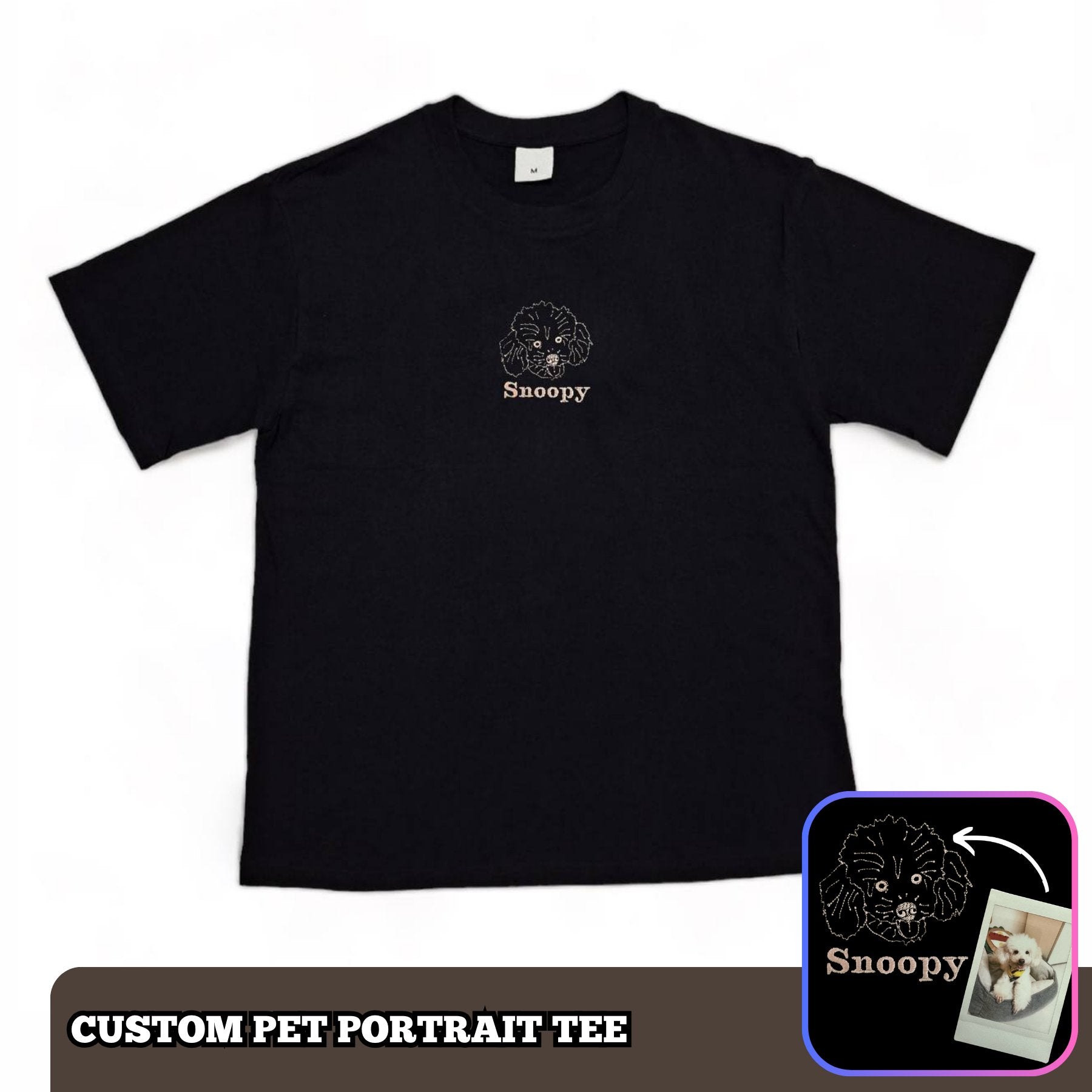 'companion' - Custom Pet Portrait Embroidered Tee - MINK Design