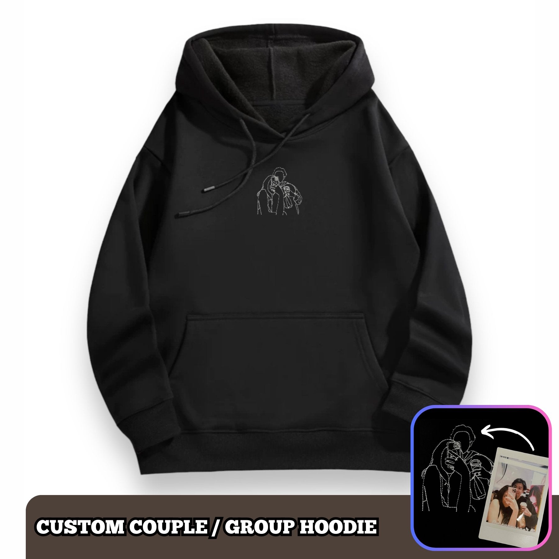 'memory' - Custom Couple/Group Embroidered Hoodie - MINK Design