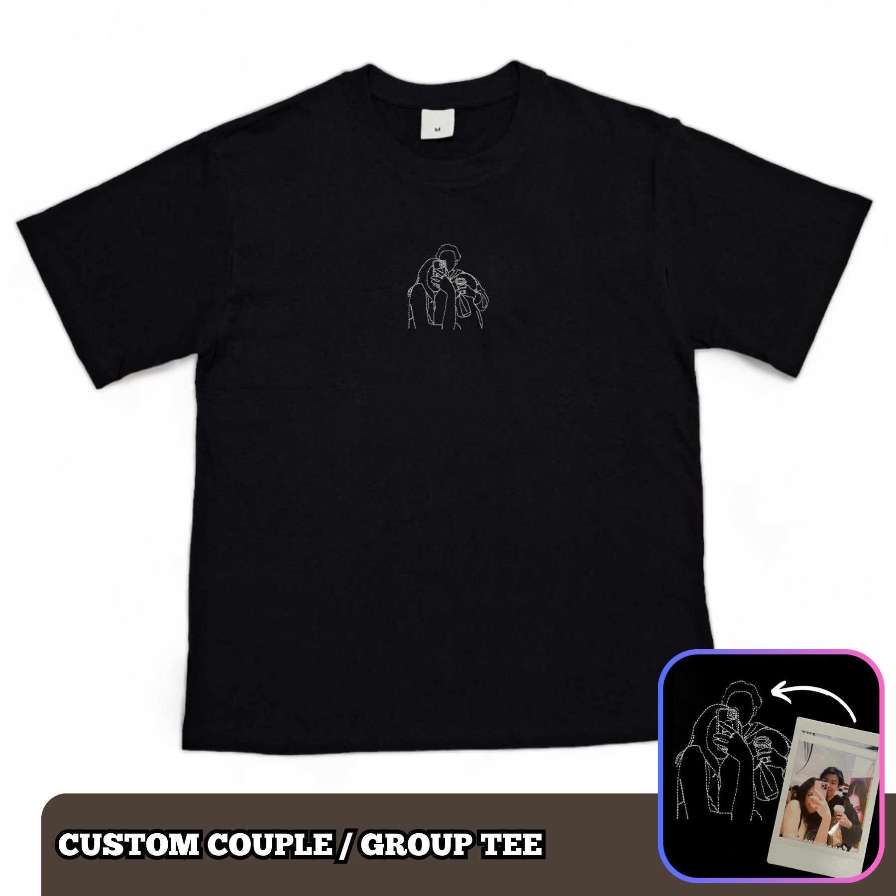 'memory' - Custom Couple/Group Embroidered Tee - MINK Design